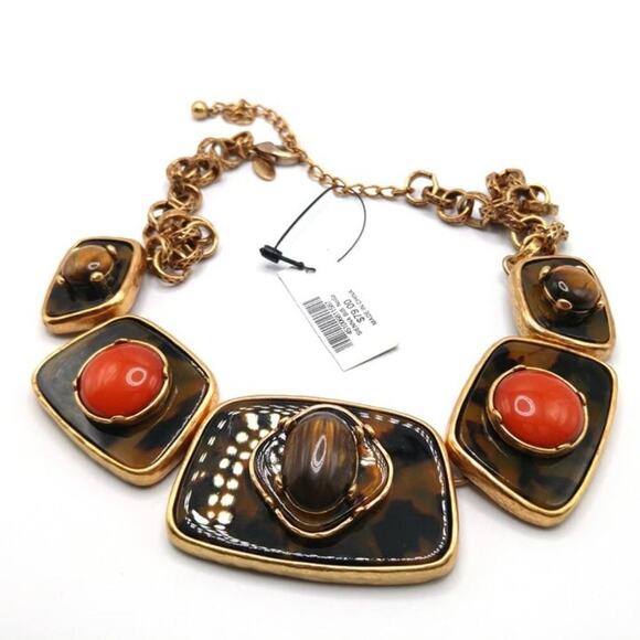 Signed CHICO'S Faux Red Jasper Tiger Eye Necklace, New With Tags, 23 Inches - Picture 6 of 8